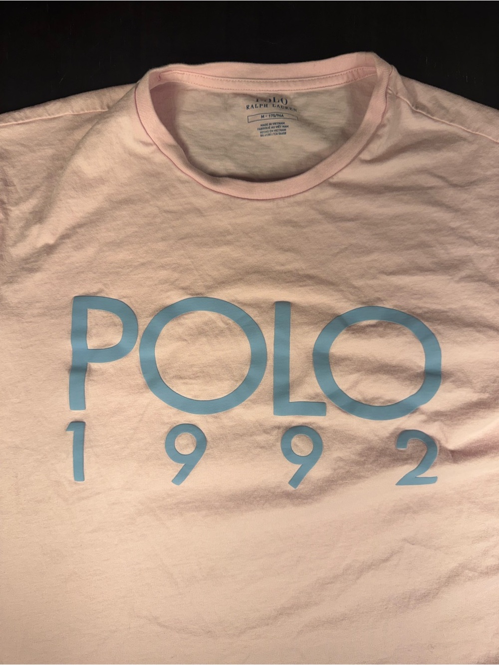 Polo by Ralph Lauren Light Pink Tee with Blue POLO 1992 Graphic